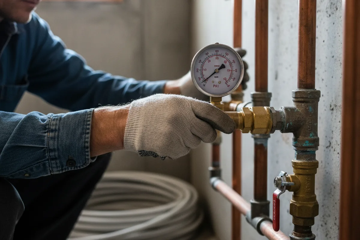 Pressure testing a repaired line during Water Line Repair in Calabasas